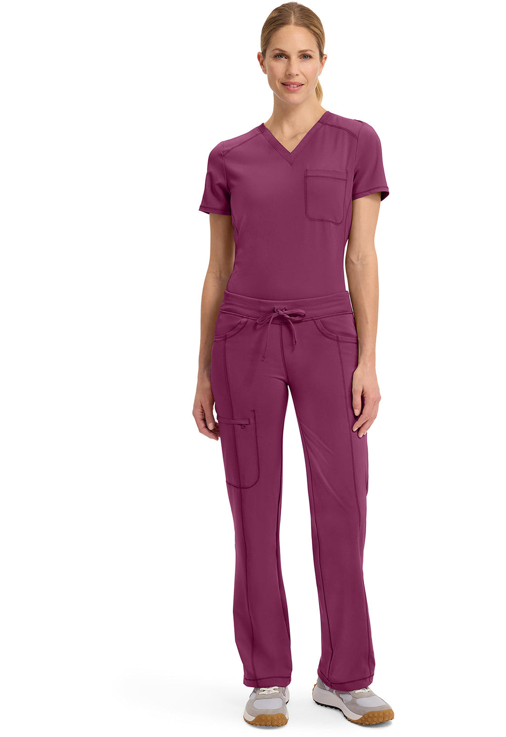 Infinity 1123A Women's Straight Leg Drawstring Scrub Pants Wine