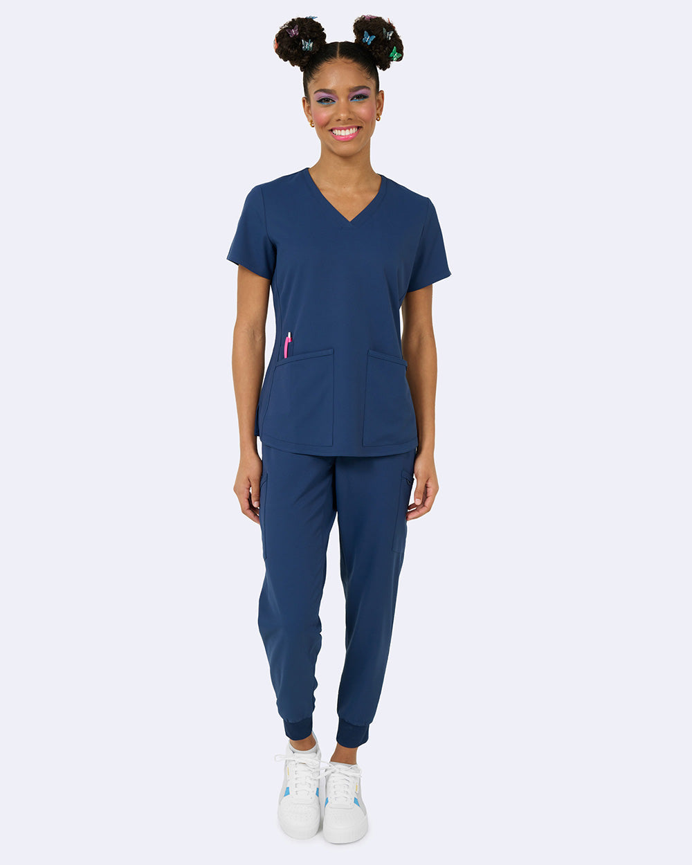Studio 1165 Focus V-Neck Top Navy