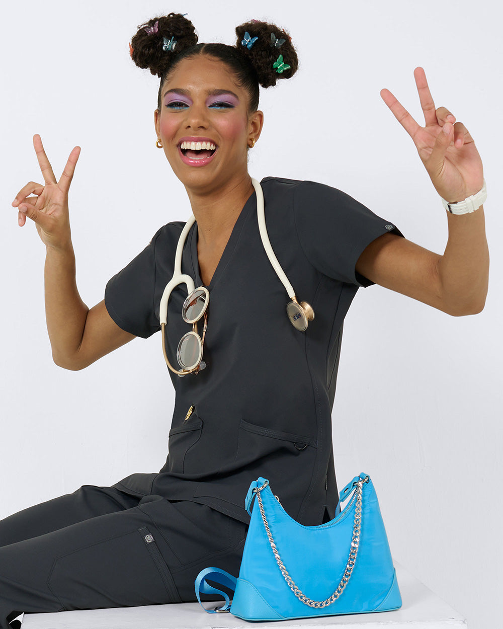 Studio 1165 Focus V-Neck Top Pewter