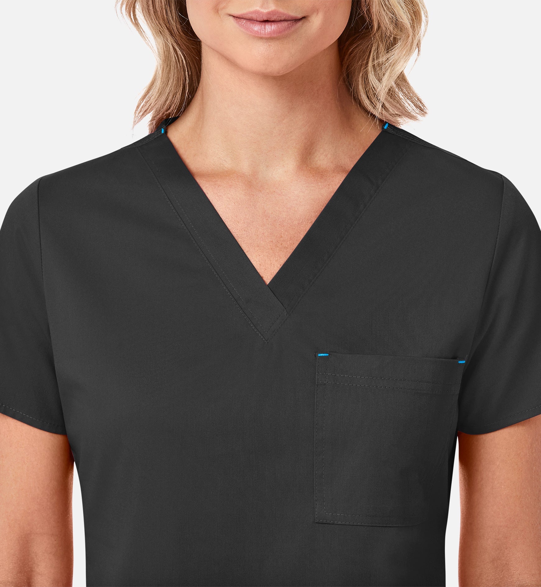 Blossom 1202 3 Pocket V-Neck Top Black
