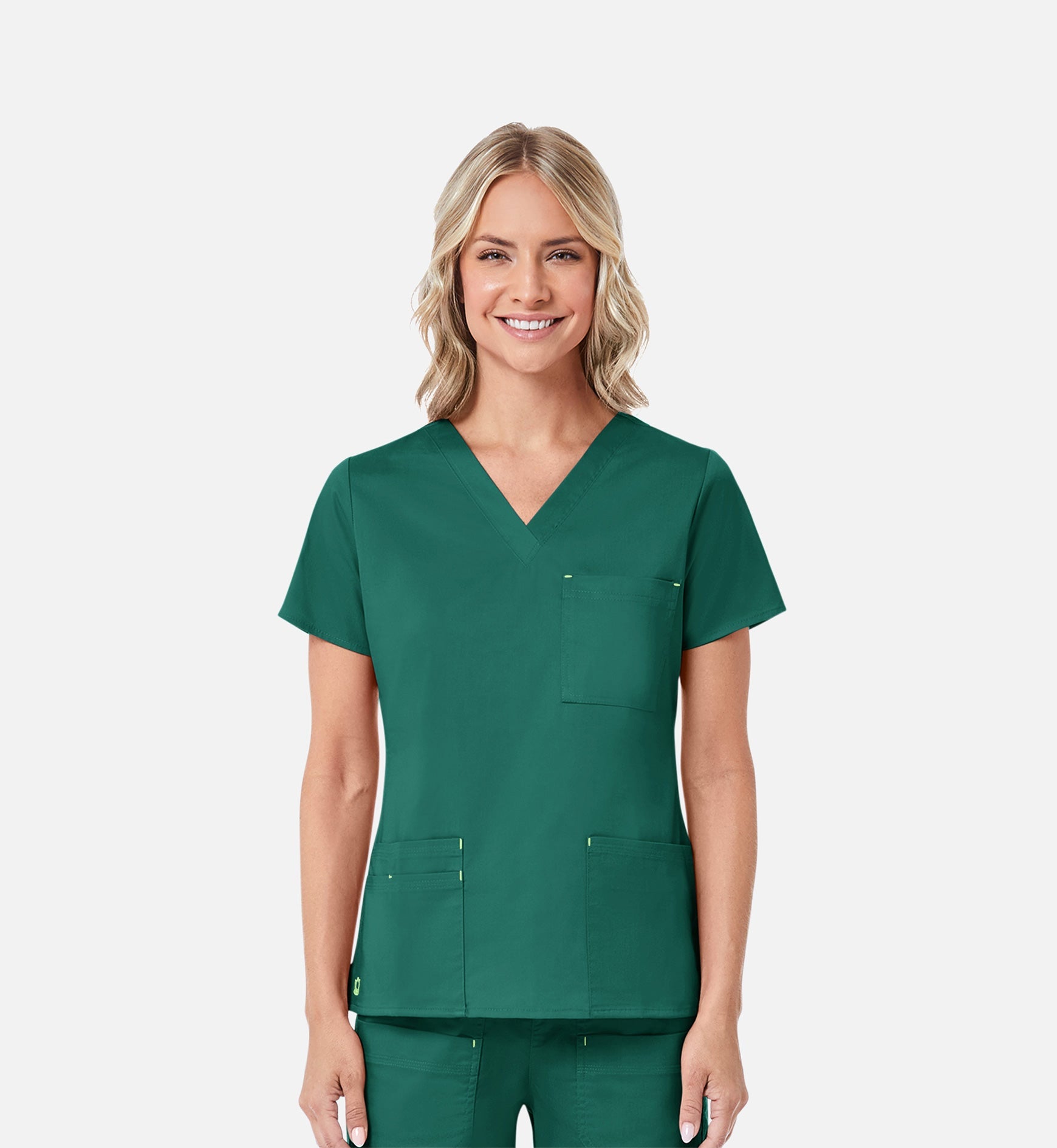 Blossom 1202 3 Pocket V-Neck Top Hunter