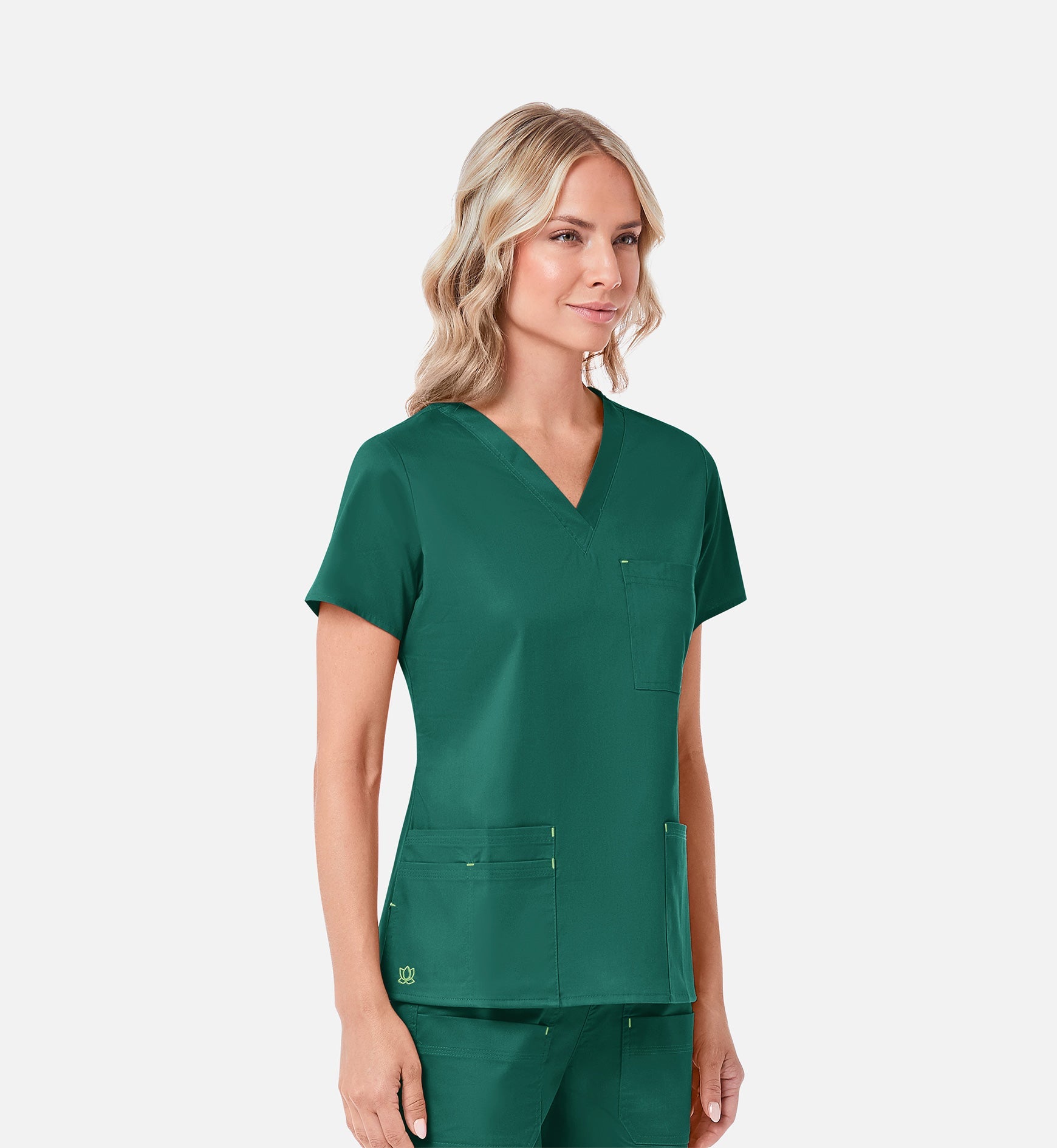 Blossom 1202 3 Pocket V-Neck Top Hunter