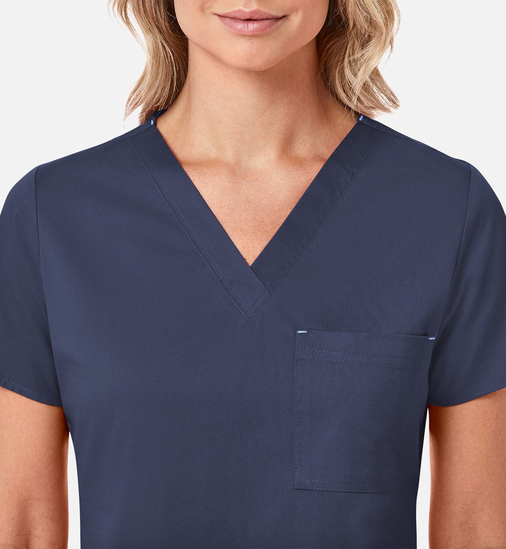 Blossom 1202 3 Pocket V-Neck Top Navy
