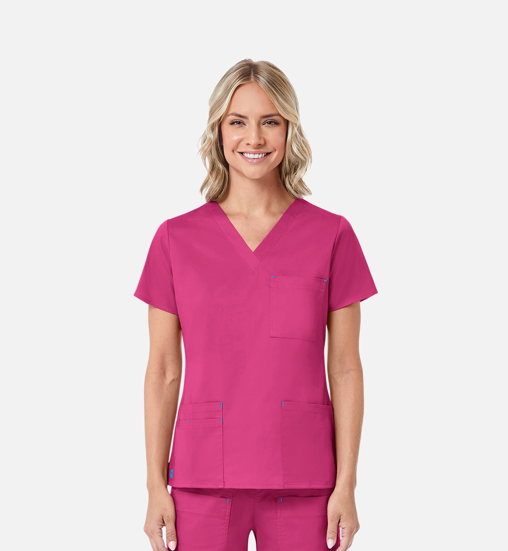Blossom 1202 3 Pocket V-Neck Top Passion Pink