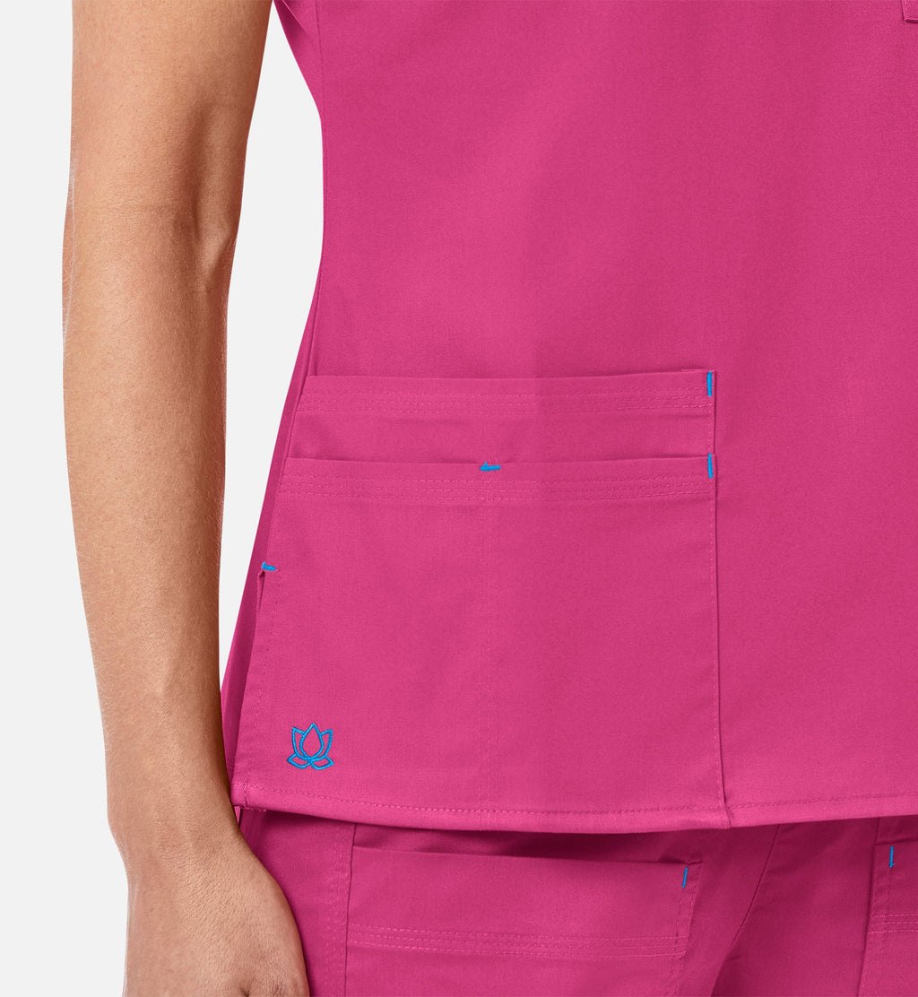 Blossom 1202 3 Pocket V-Neck Top Passion Pink