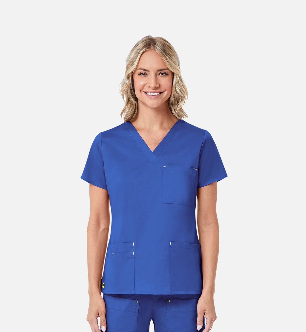 Blossom 1202 3 Pocket V-Neck Top Royal Blue