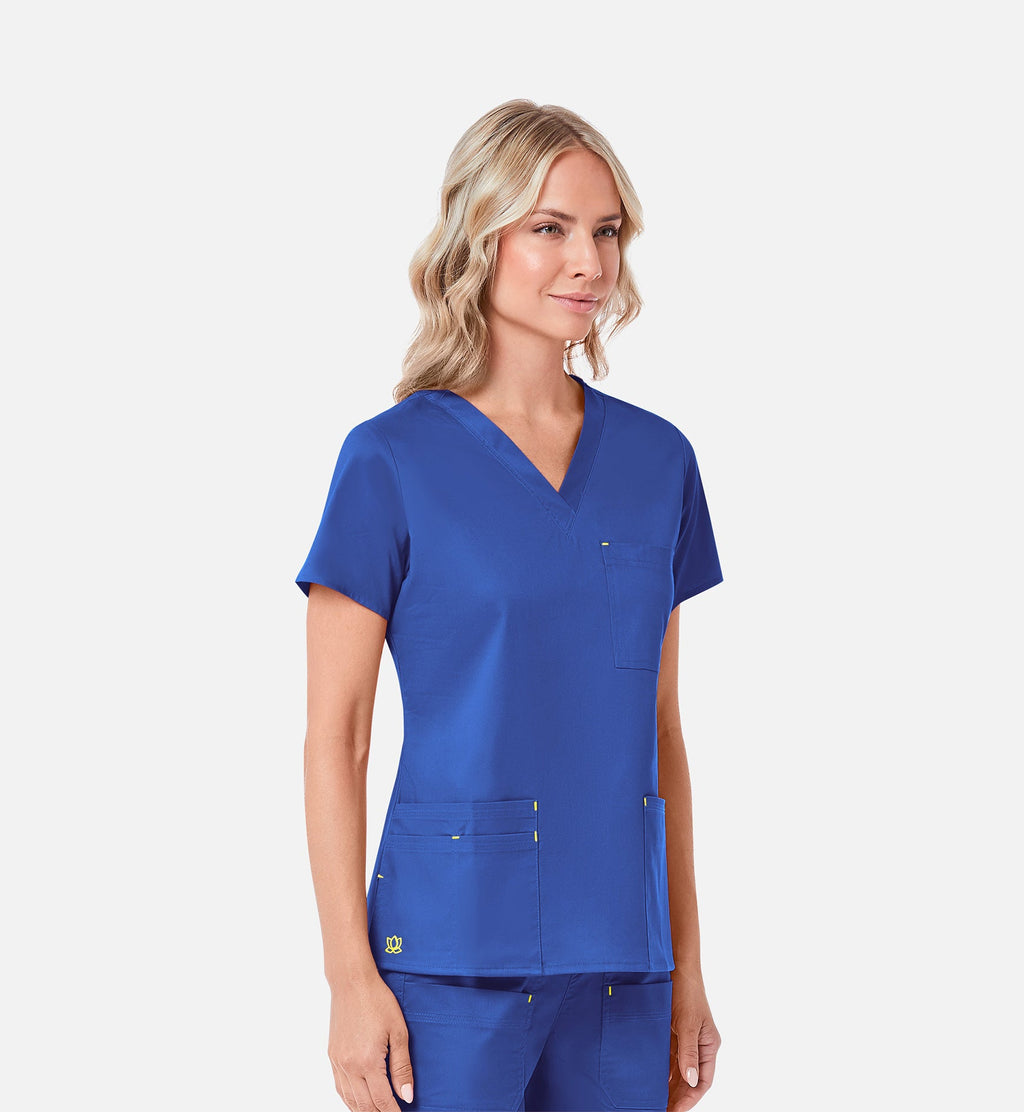 Blossom 1202 3 Pocket V-Neck Top Royal Blue