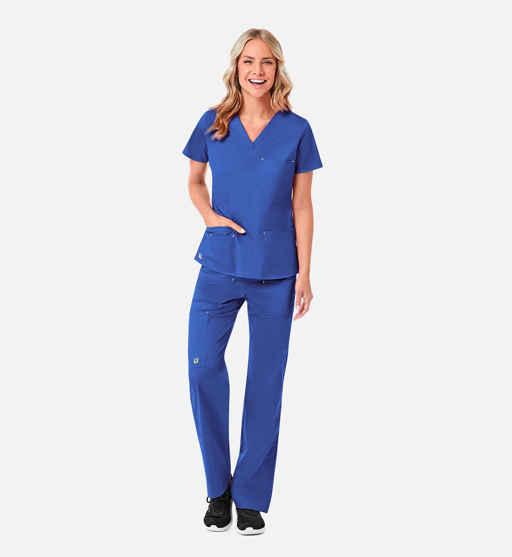 Blossom 1202 3 Pocket V-Neck Top Royal Blue