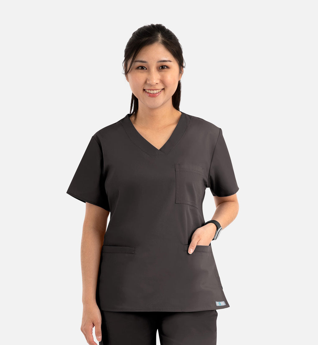 Core 1626 Curved V-Neck Top Chocolate