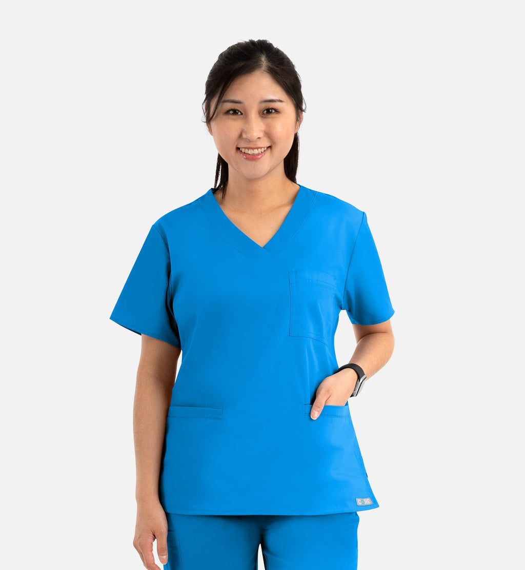 Core 1626 Curved V-Neck Top Malibu Blue