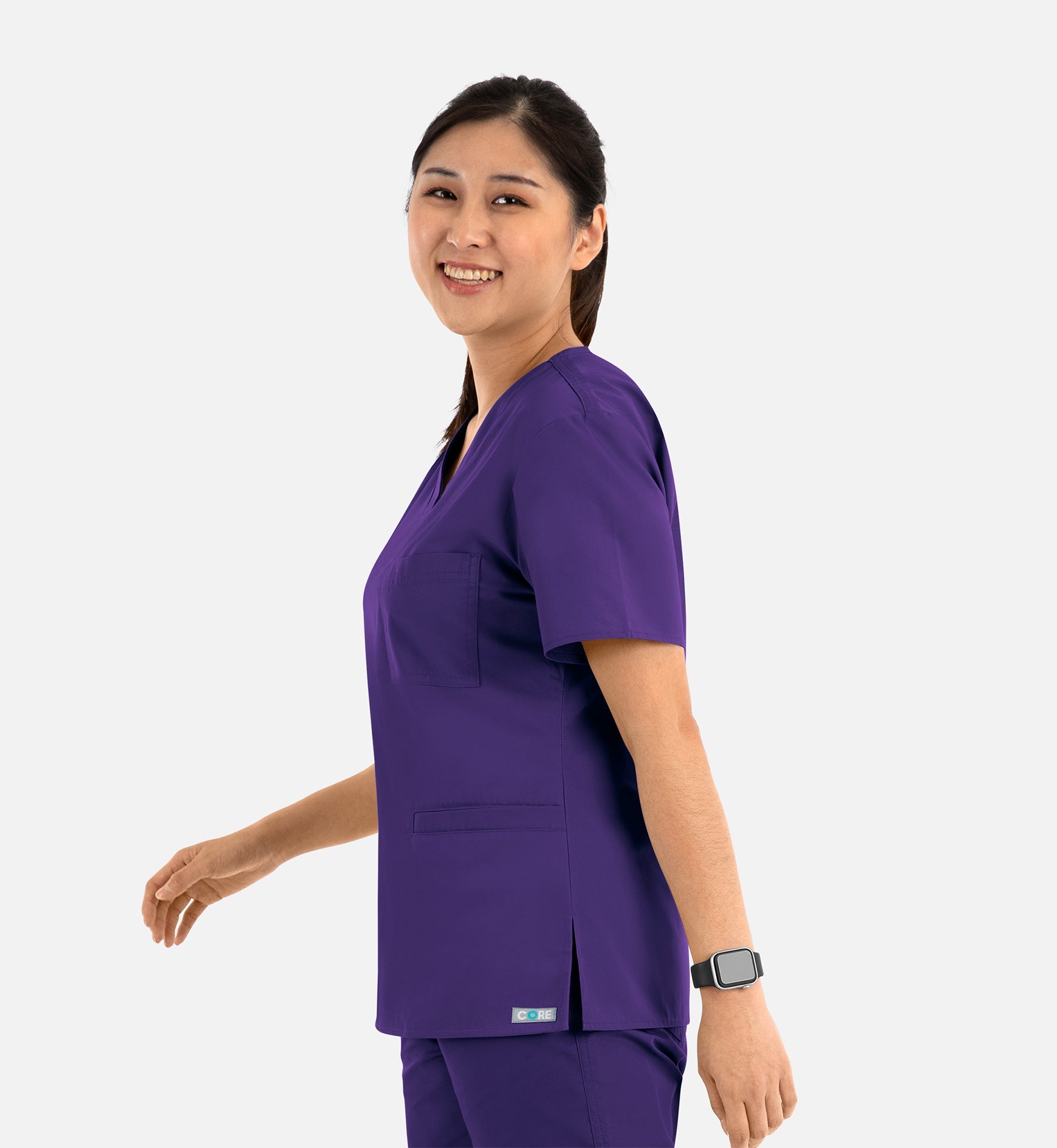 Core 1626 Curved V-Neck Top Purple