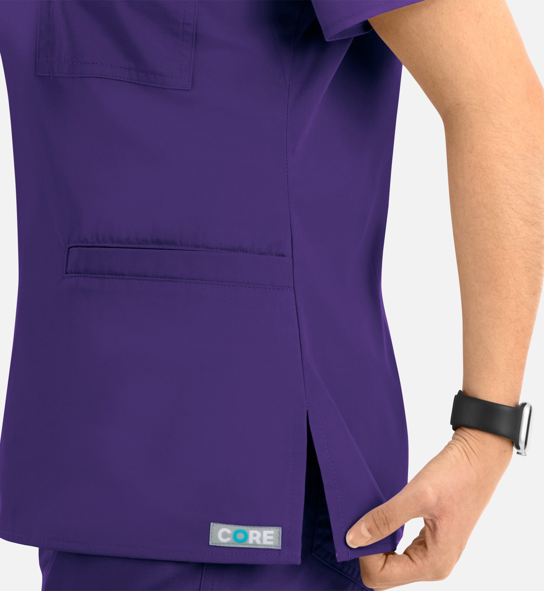 Core 1626 Curved V-Neck Top Purple