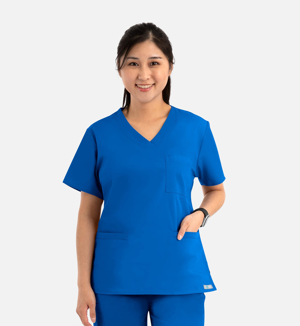 Core 1626 Curved V-Neck Top Royal Blue