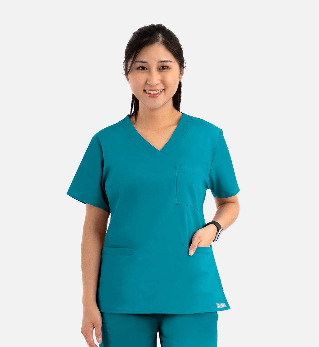 Core 1626 Curved V-Neck Top Teal
