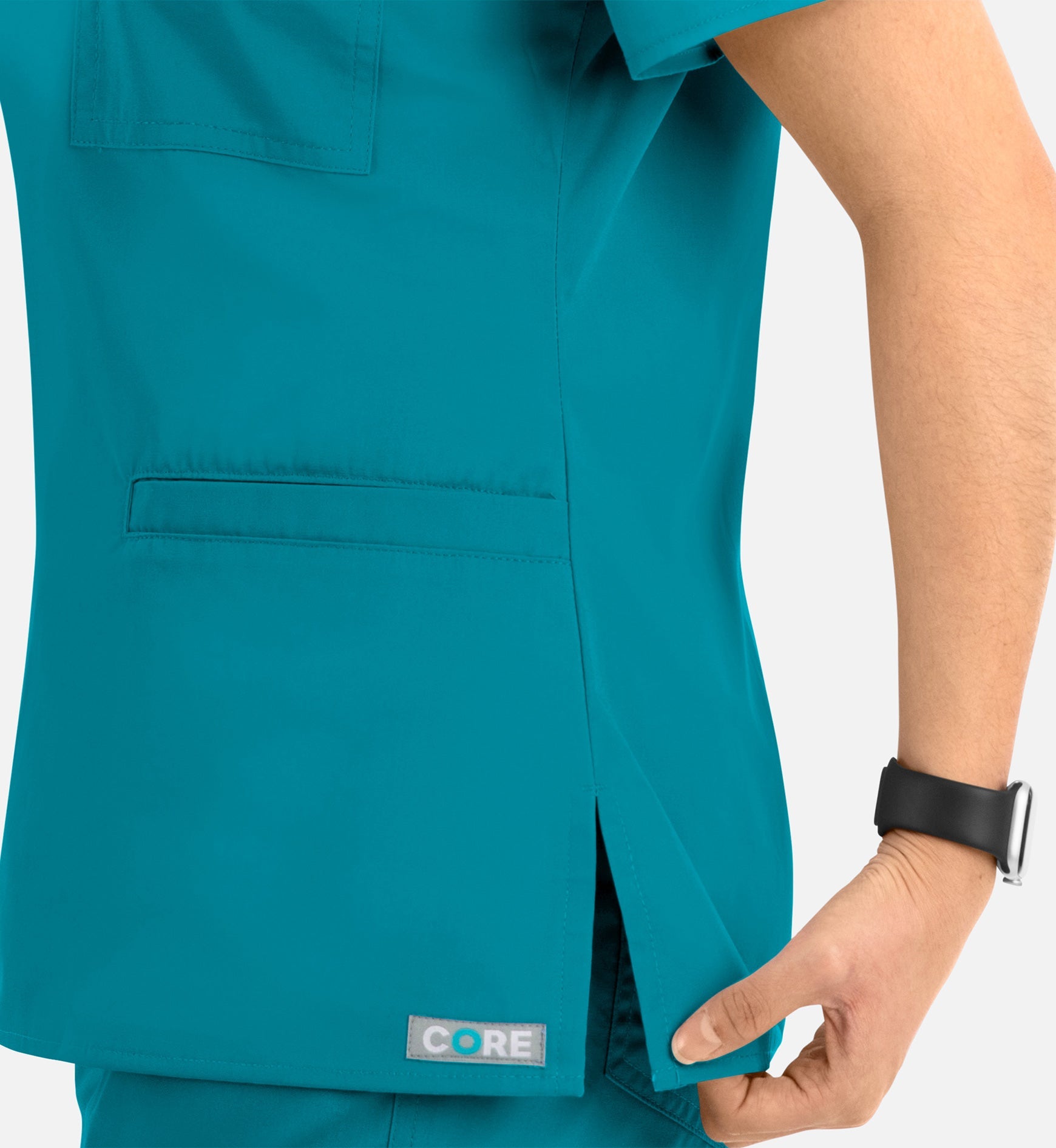 Core 1626 Curved V-Neck Top Teal