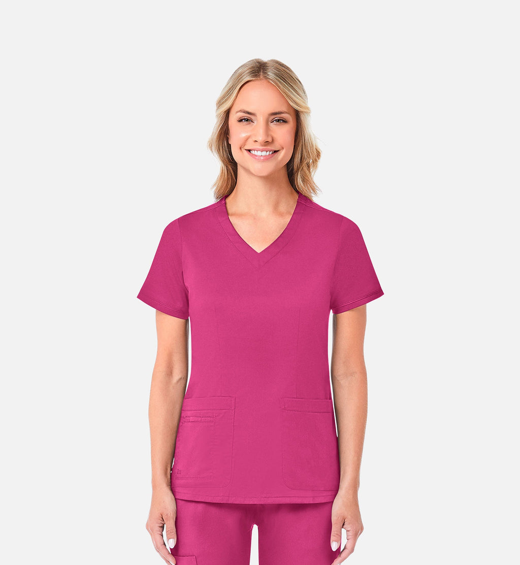 Blossom 1802 Curved V-Neck Top Candy Pink
