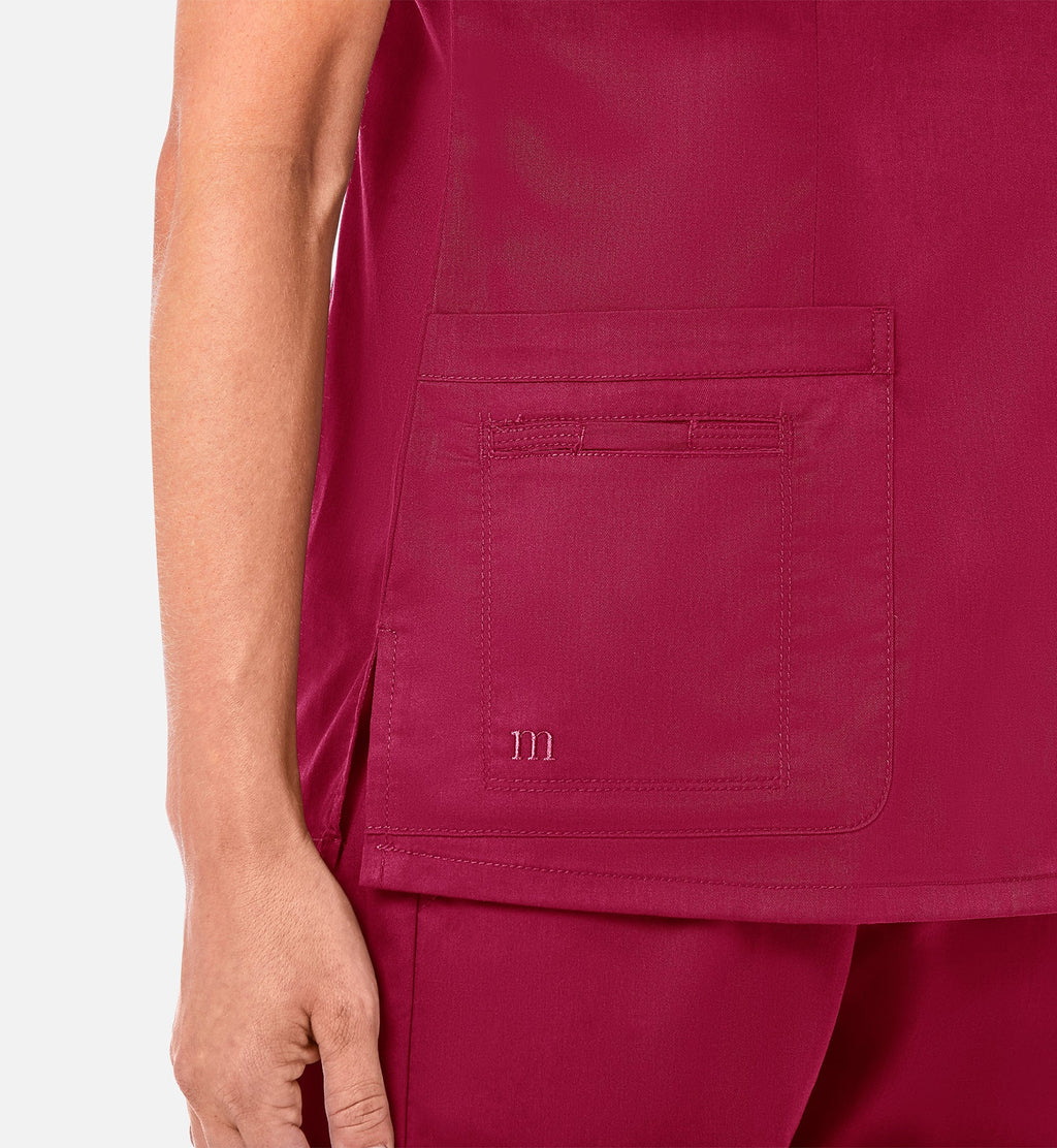 Blossom 1802 Curved V-Neck Top Crimson