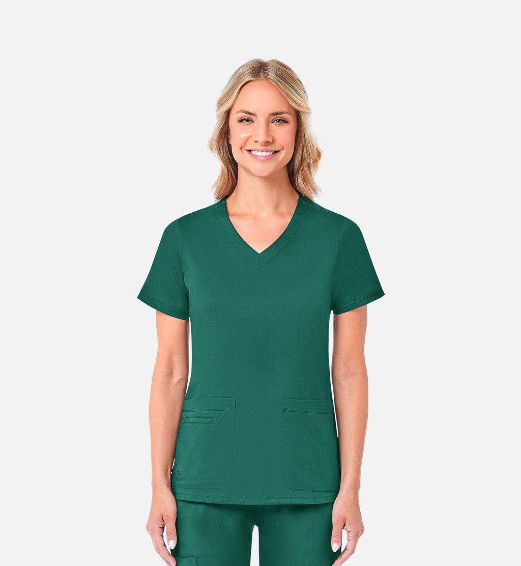 Blossom 1802 Curved V-Neck Top Hunter