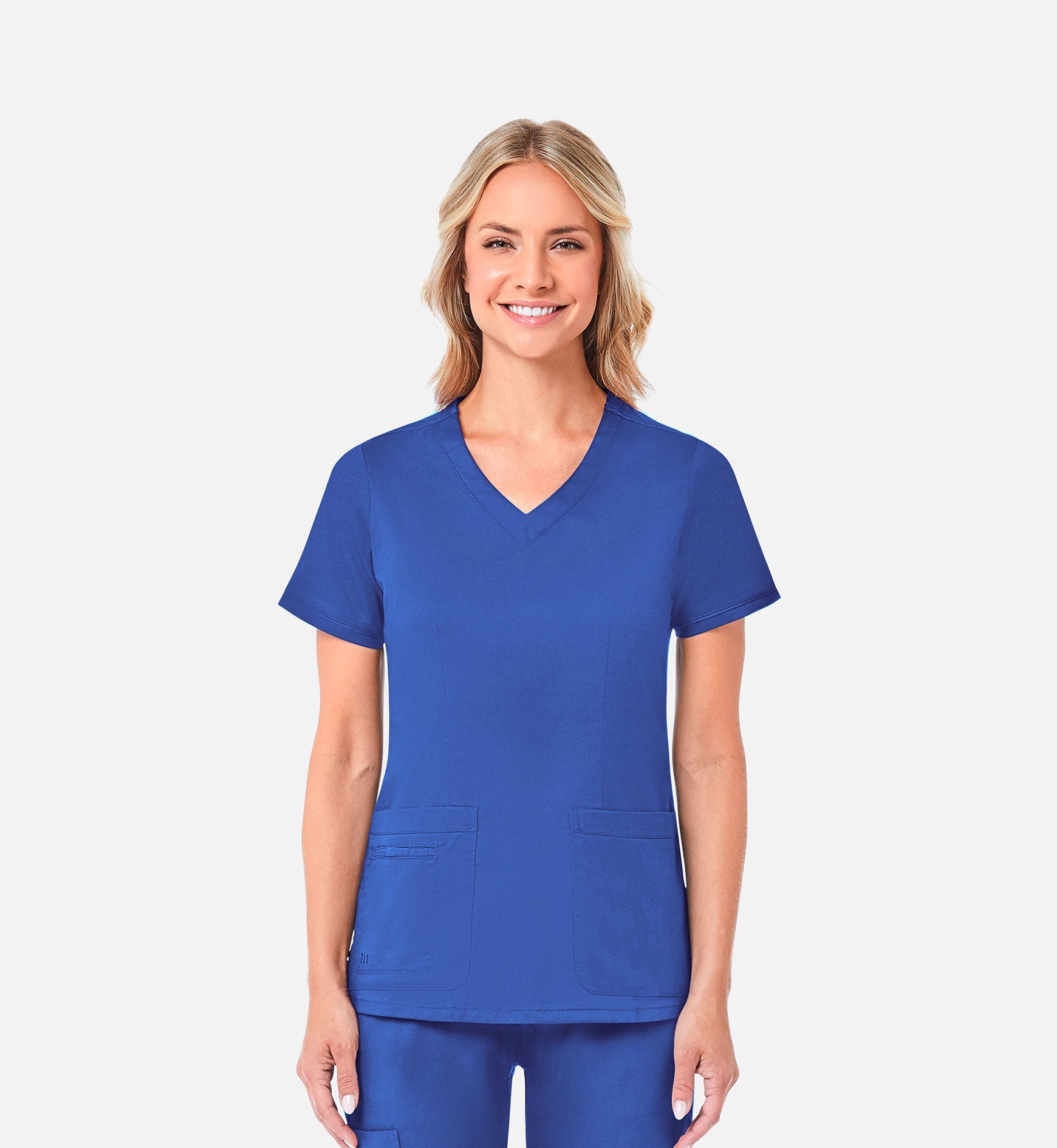 Blossom 1802 Curved V-Neck Top Royal Blue