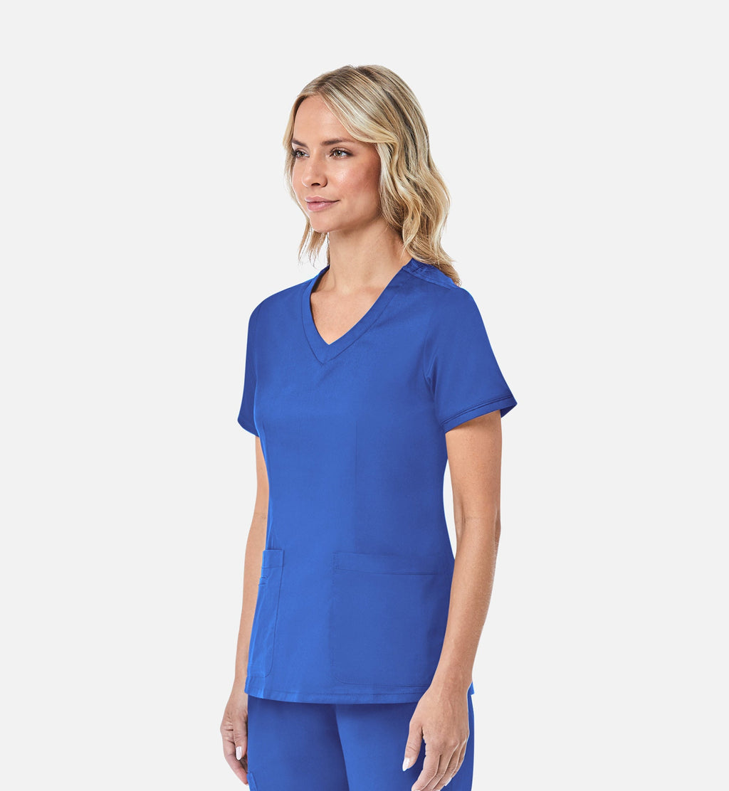 Blossom 1802 Curved V-Neck Top Royal Blue