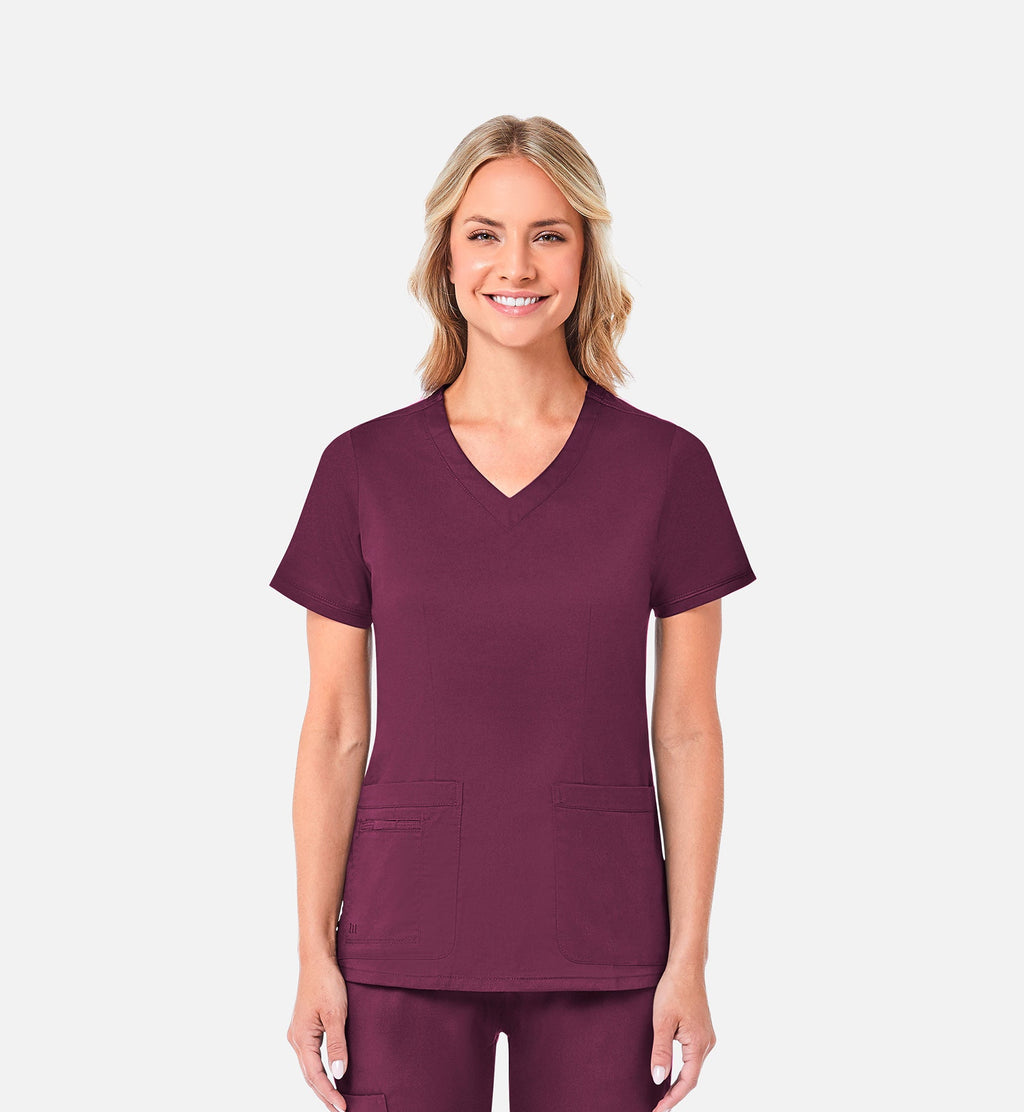 Blossom 1802 Curved V-Neck Top Wine