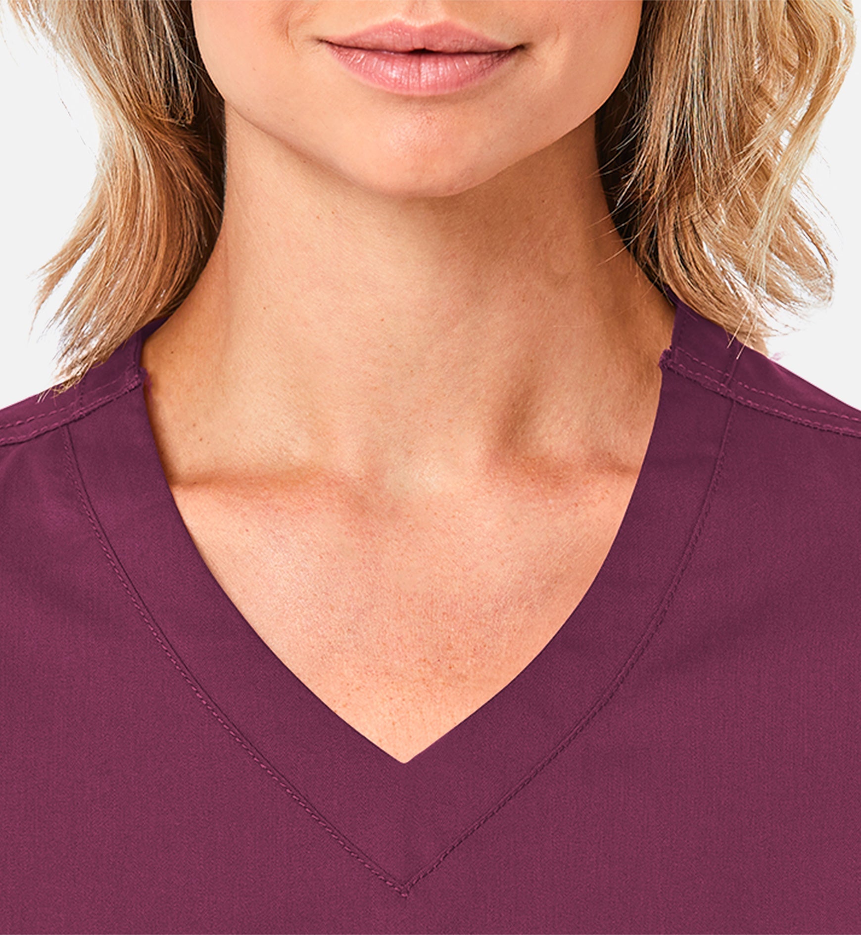 Blossom 1802 Curved V-Neck Top Wine