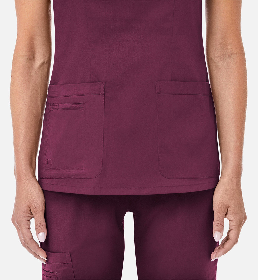 Blossom 1802 Curved V-Neck Top Wine