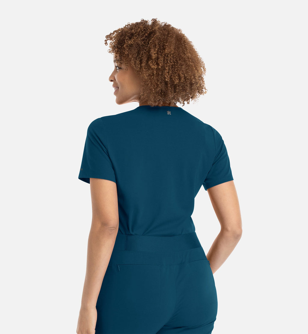 Focus 20301 Women's Banded V-Neck Top Caribbean Blue
