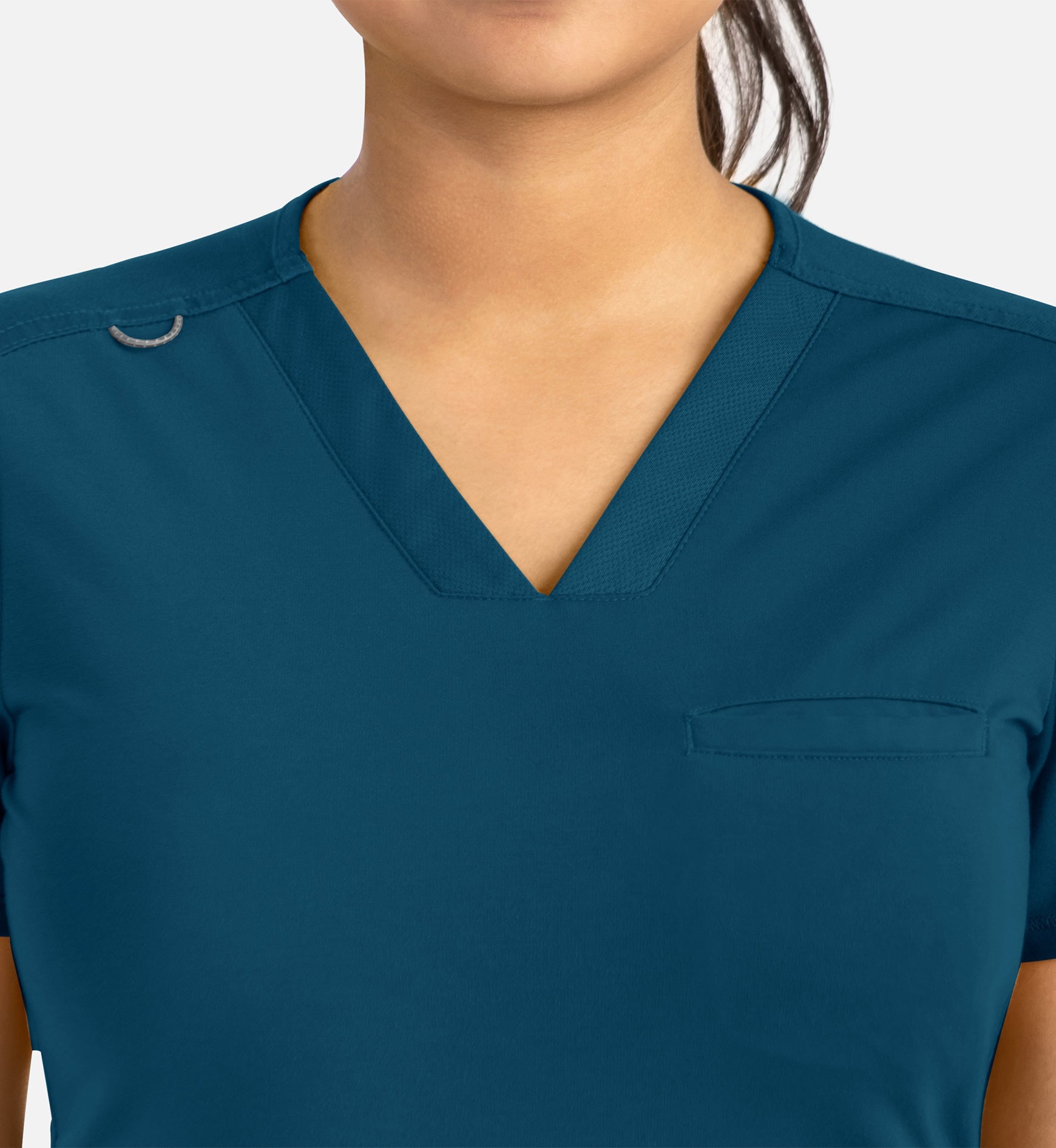 Focus 20301 Women's Banded V-Neck Top Caribbean Blue