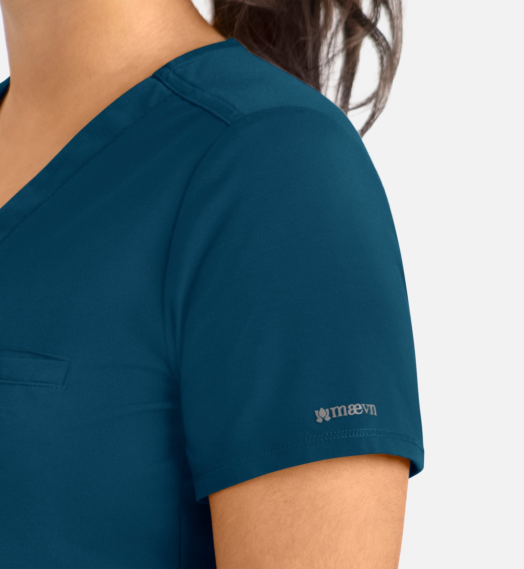 Focus 20301 Women's Banded V-Neck Top Caribbean Blue
