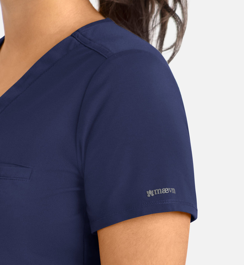 Focus 20301 Women's Banded V-Neck Top Navy