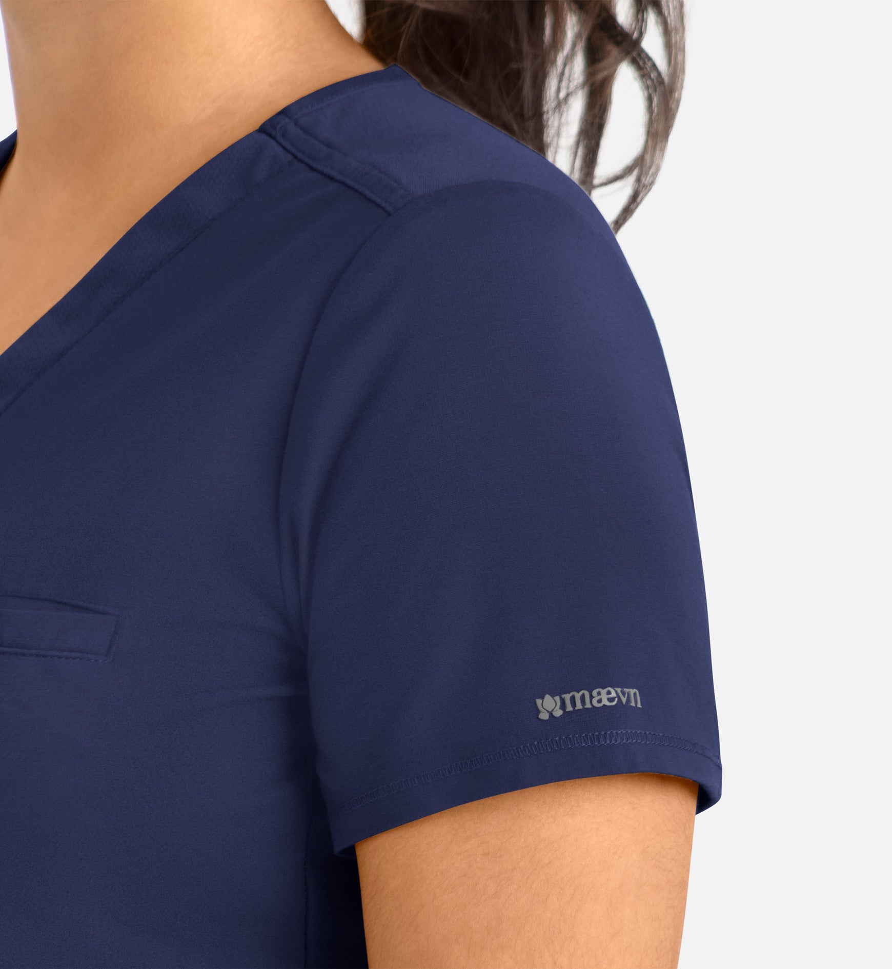 Focus 20301 Women's Banded V-Neck Top Navy