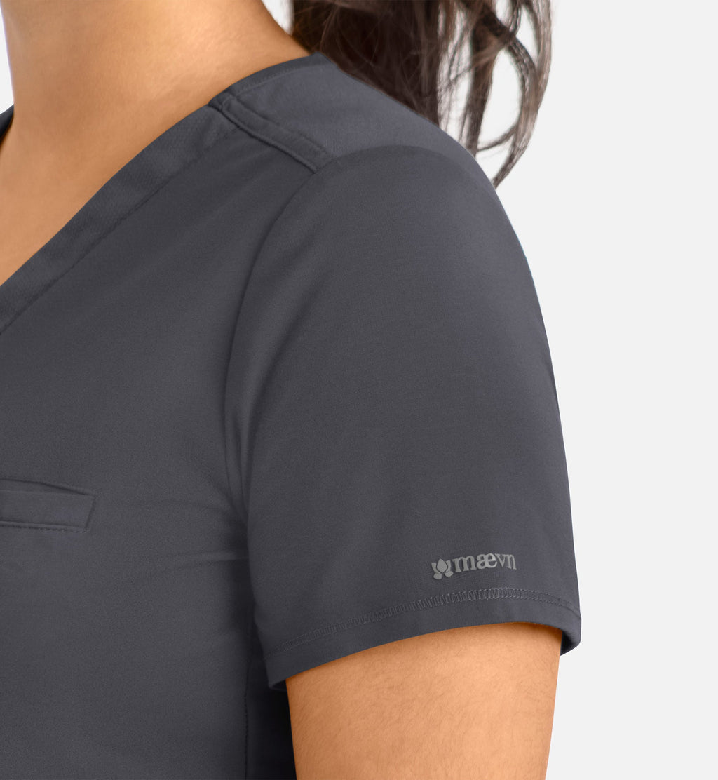 Focus 20301 Women's Banded V-Neck Top Pewter