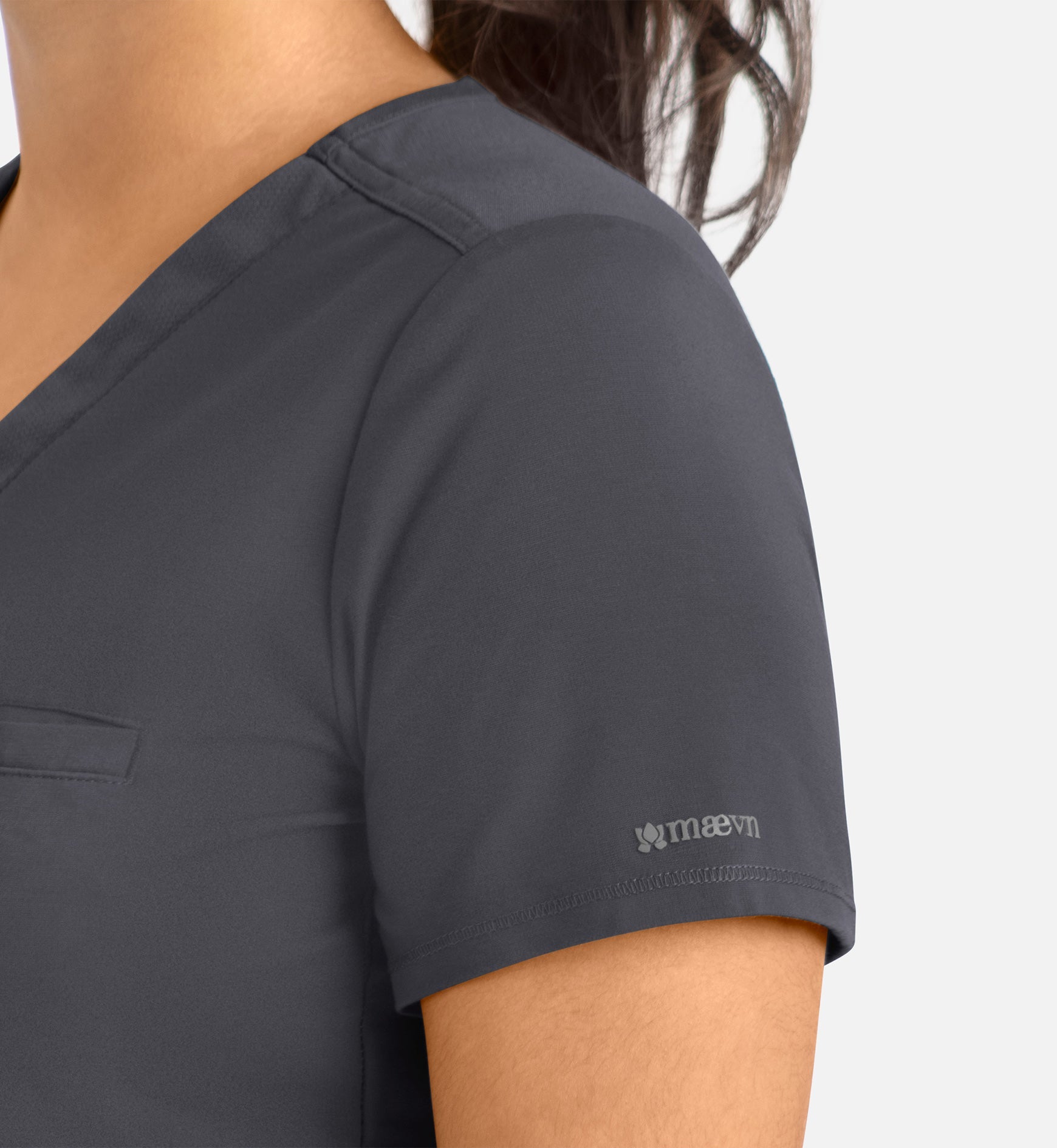 Focus 20301 Women's Banded V-Neck Top Pewter