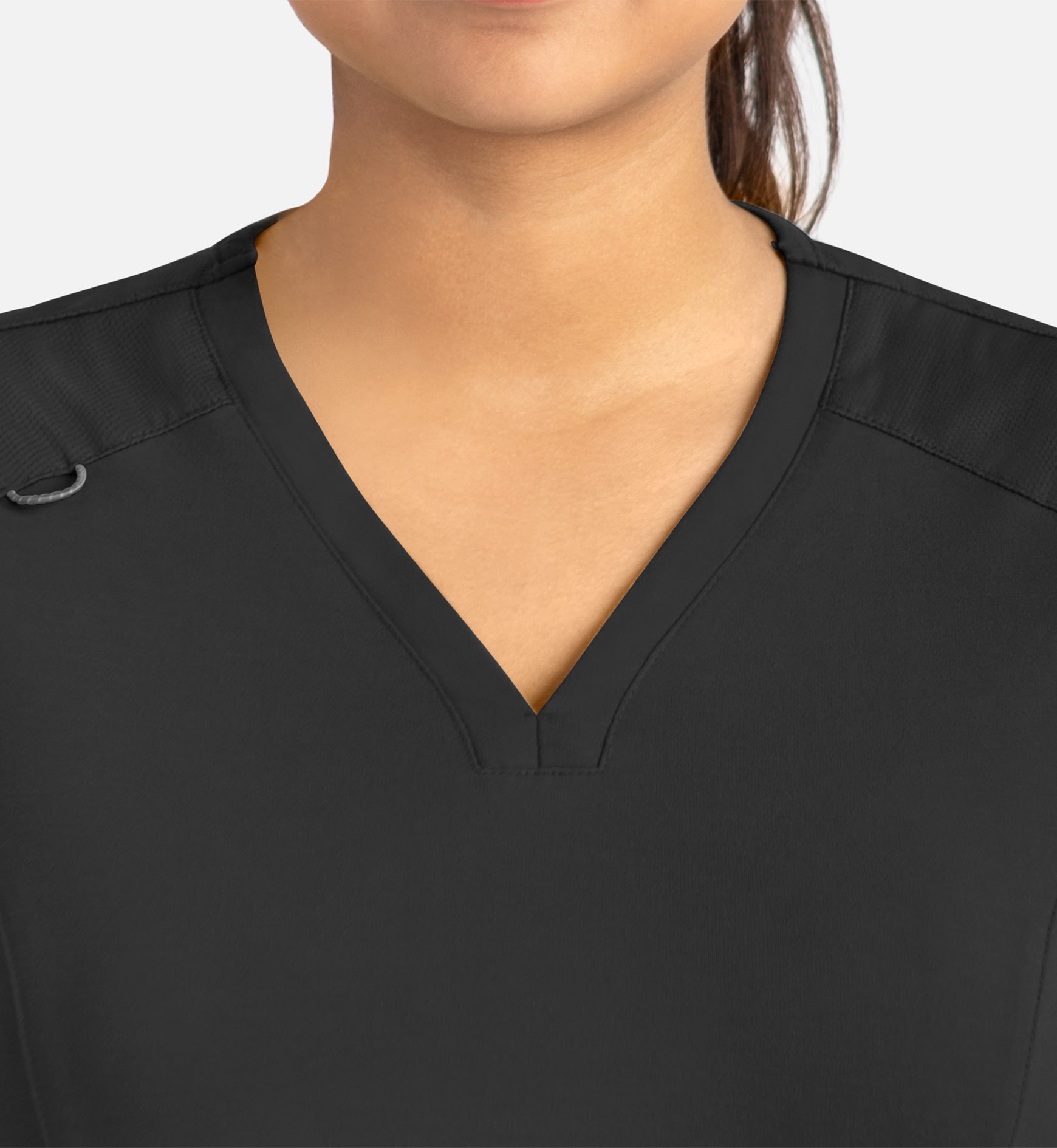 Focus 20302 Women's Curved V-Neck Top Black