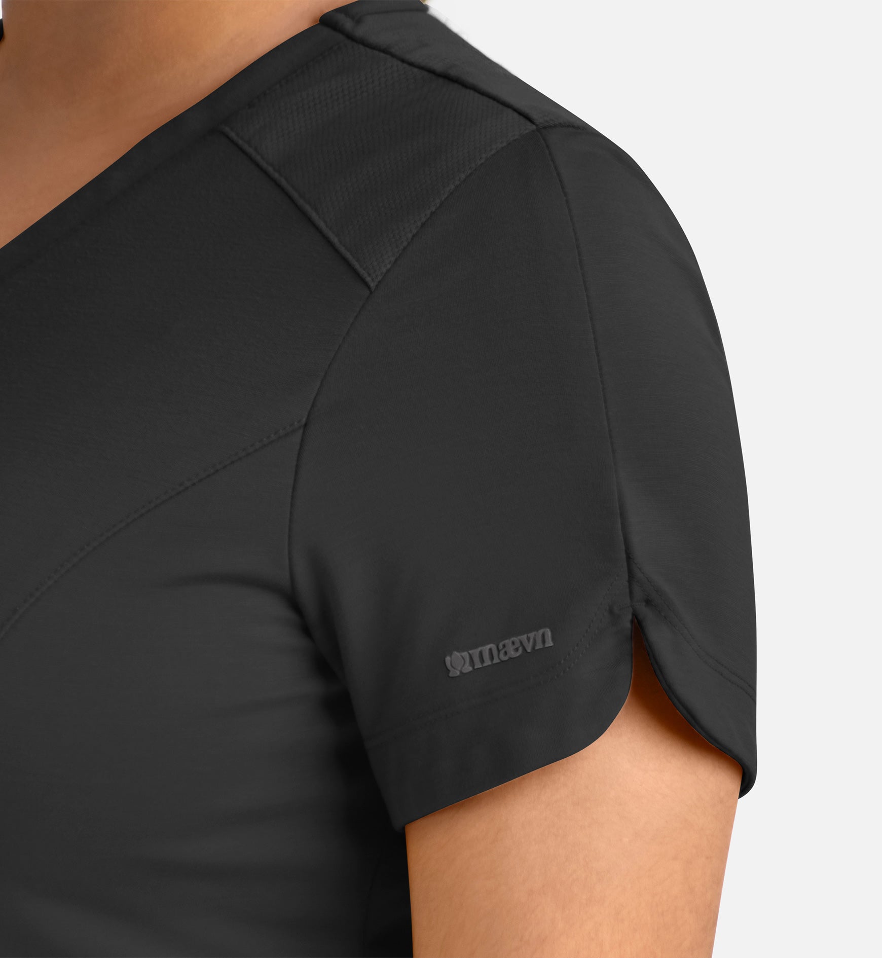 Focus 20302 Women's Curved V-Neck Top Black