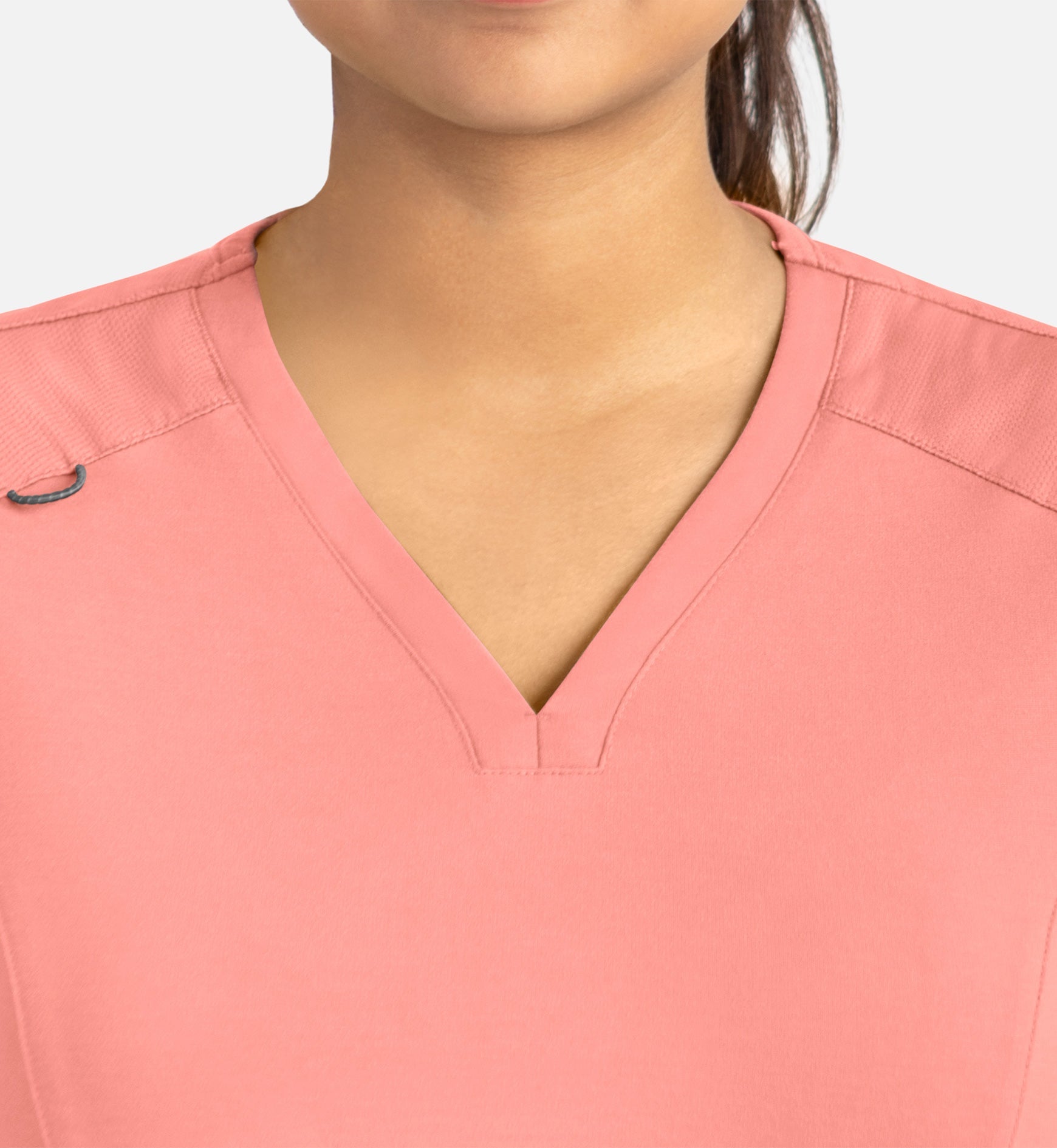 Focus 20302 Women's Curved V-Neck Top Desert Coral