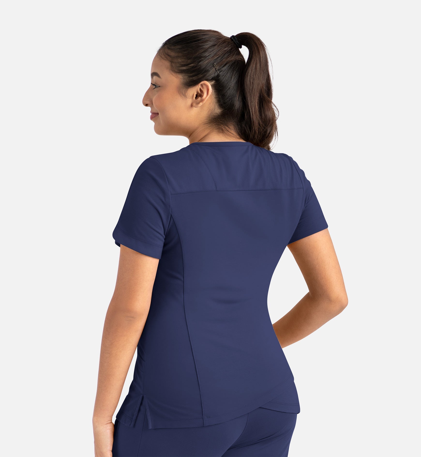 Focus 20302 Women's Curved V-Neck Top Navy