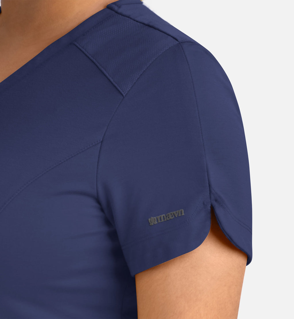 Focus 20302 Women's Curved V-Neck Top Navy