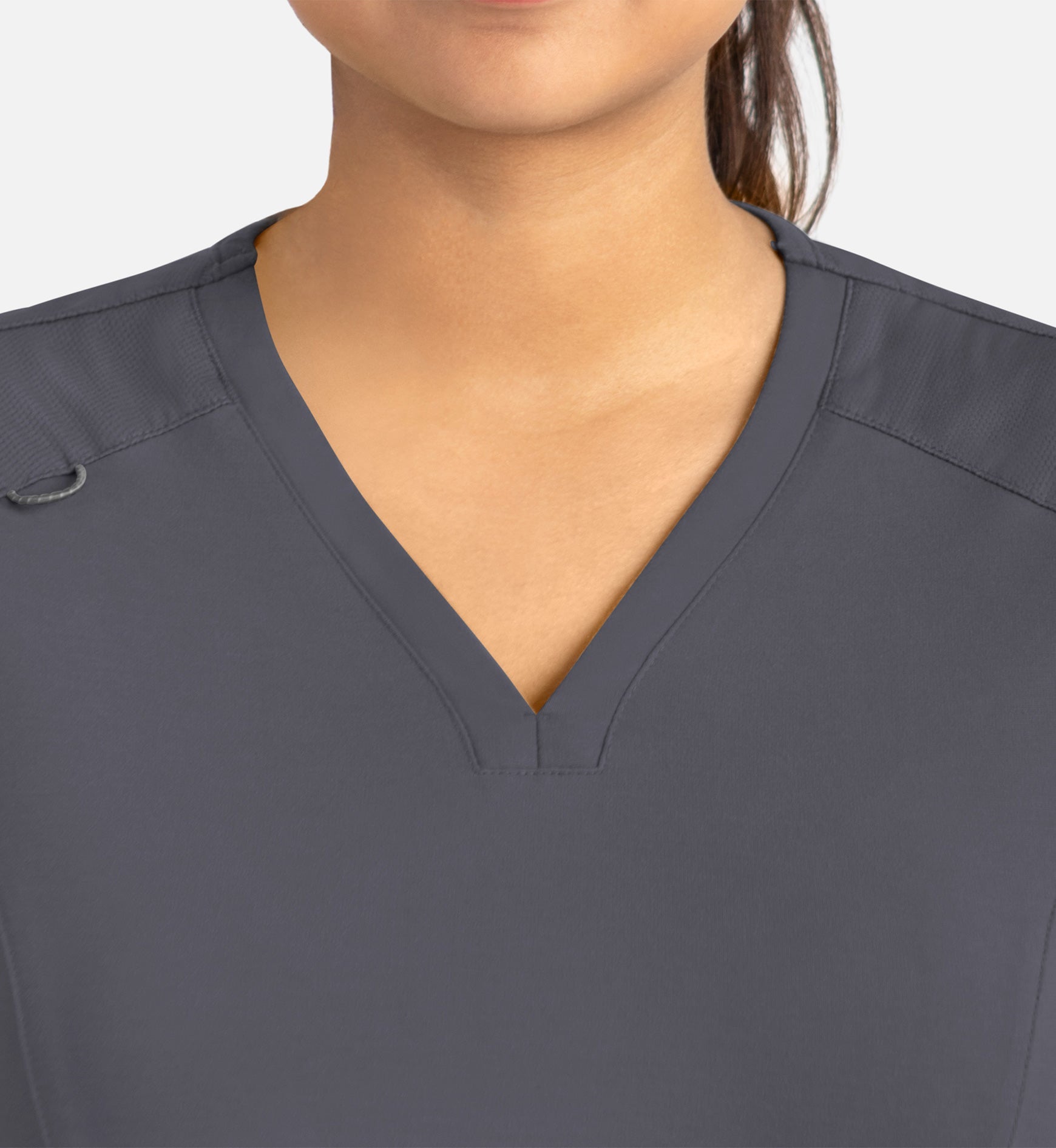 Focus 20302 Women's Curved V-Neck Top Pewter