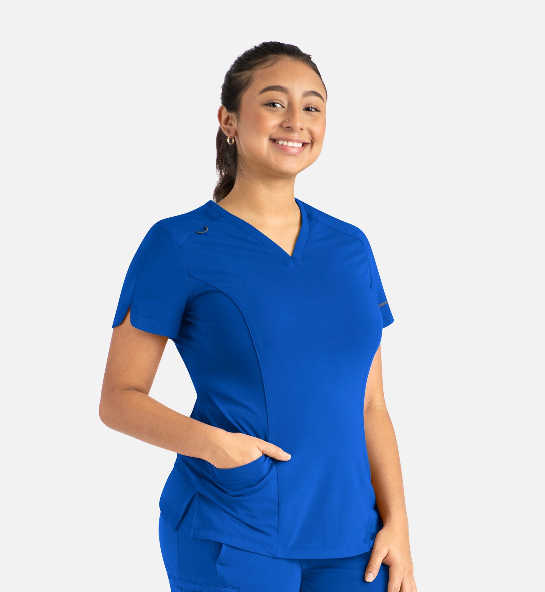 Focus 20302 Women's Curved V-Neck Top Royal Blue