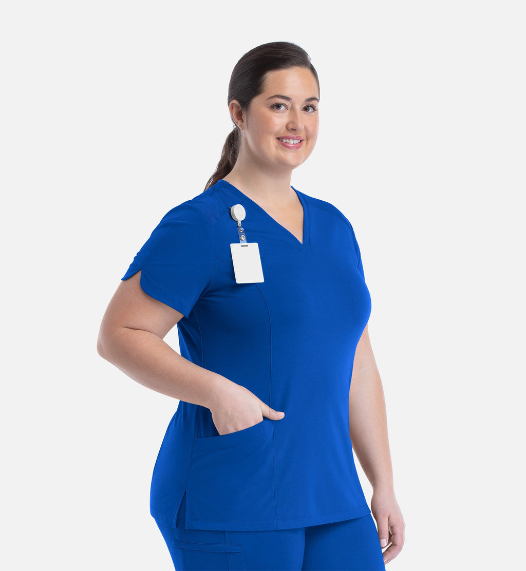 Focus 20302 Women's Curved V-Neck Top Royal Blue