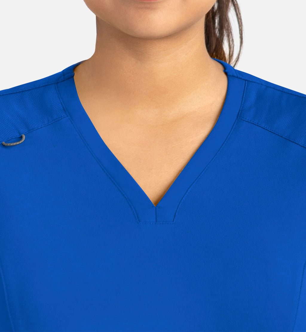 Focus 20302 Women's Curved V-Neck Top Royal Blue