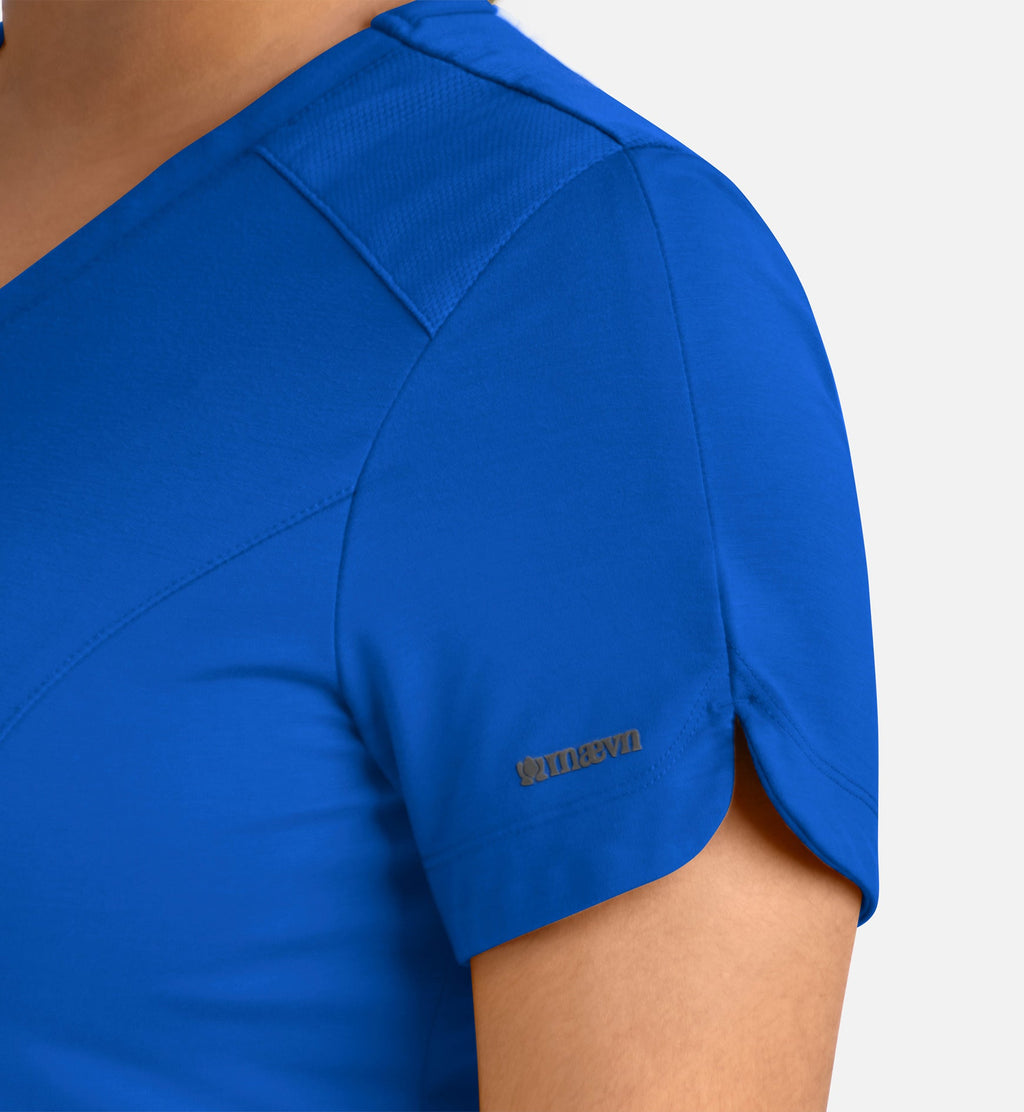 Focus 20302 Women's Curved V-Neck Top Royal Blue