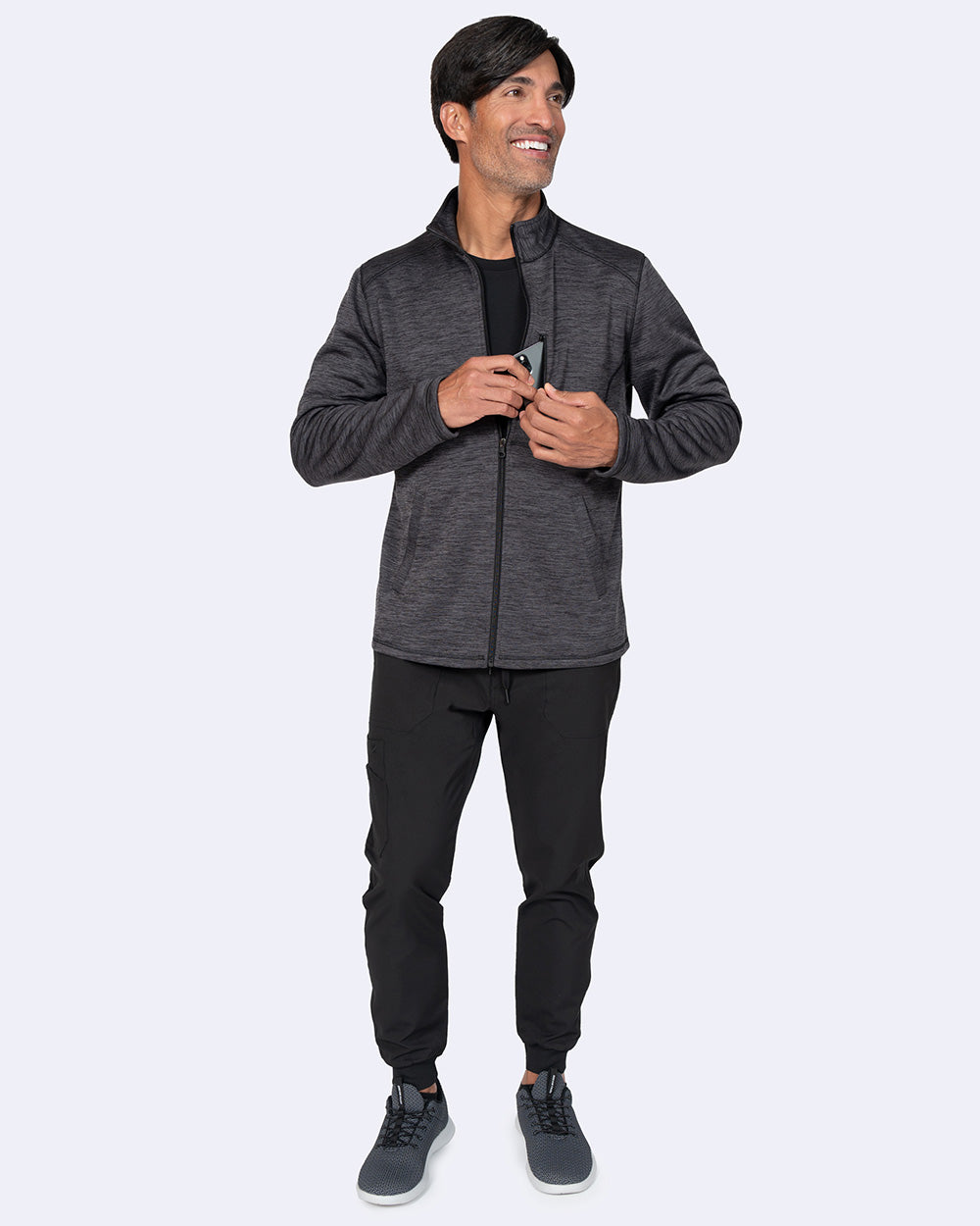 Zavate 2036 Brandon Bonded Fleece Jacket Heather Grey