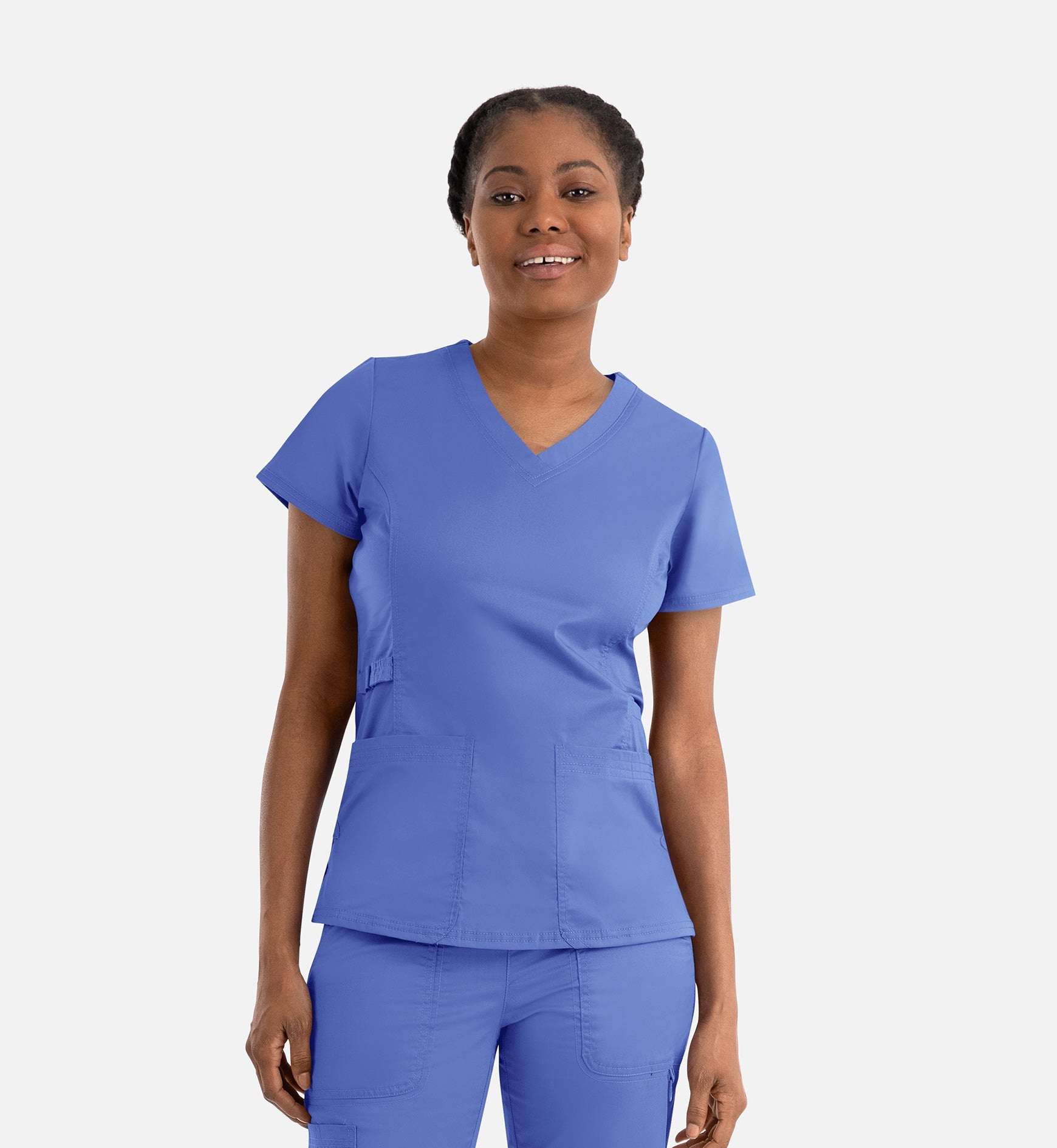 Blossom Signature 2101 Ladies Functional V-Neck Top Ceil Blue