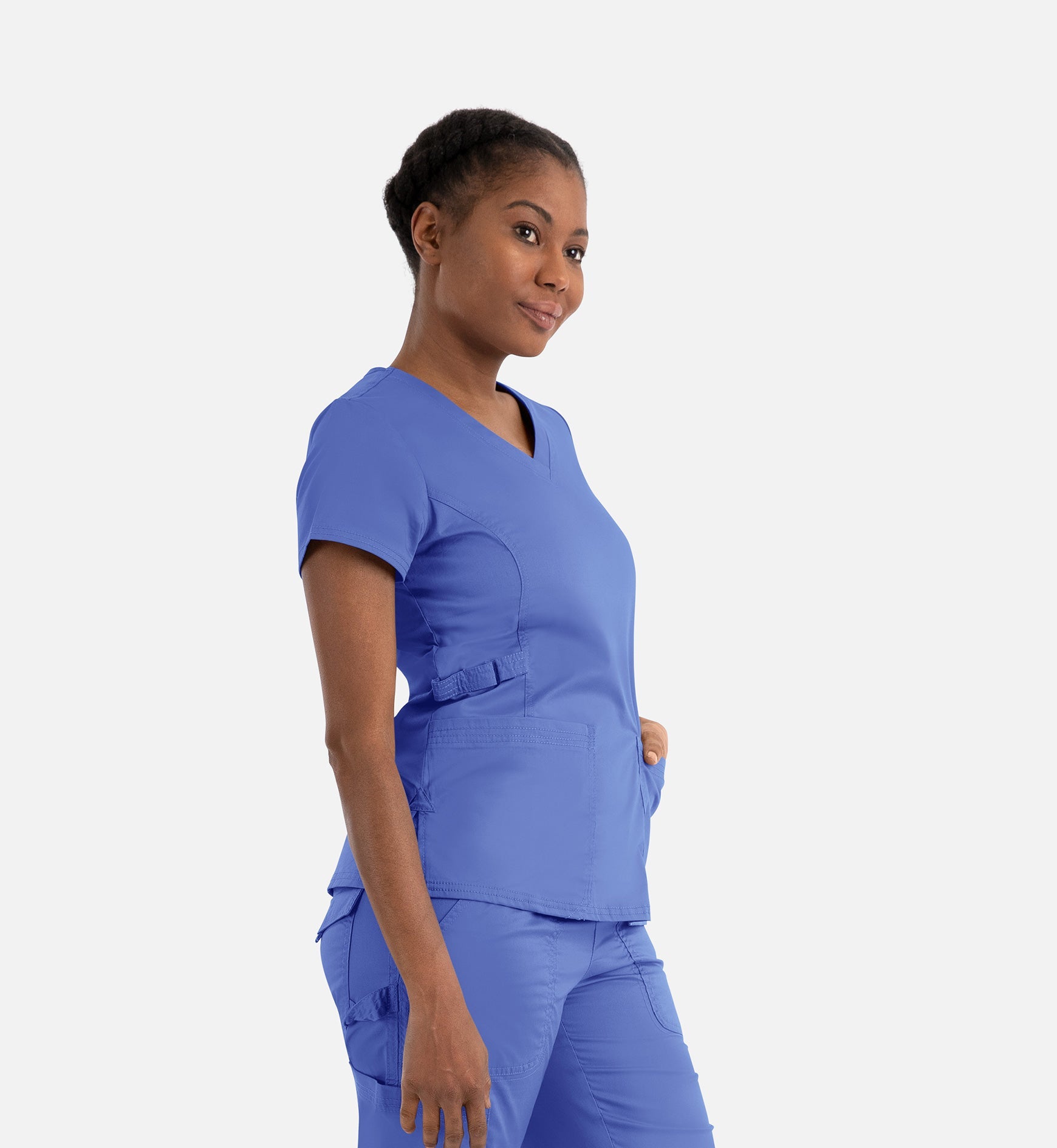Blossom Signature 2101 Ladies Functional V-Neck Top Ceil Blue