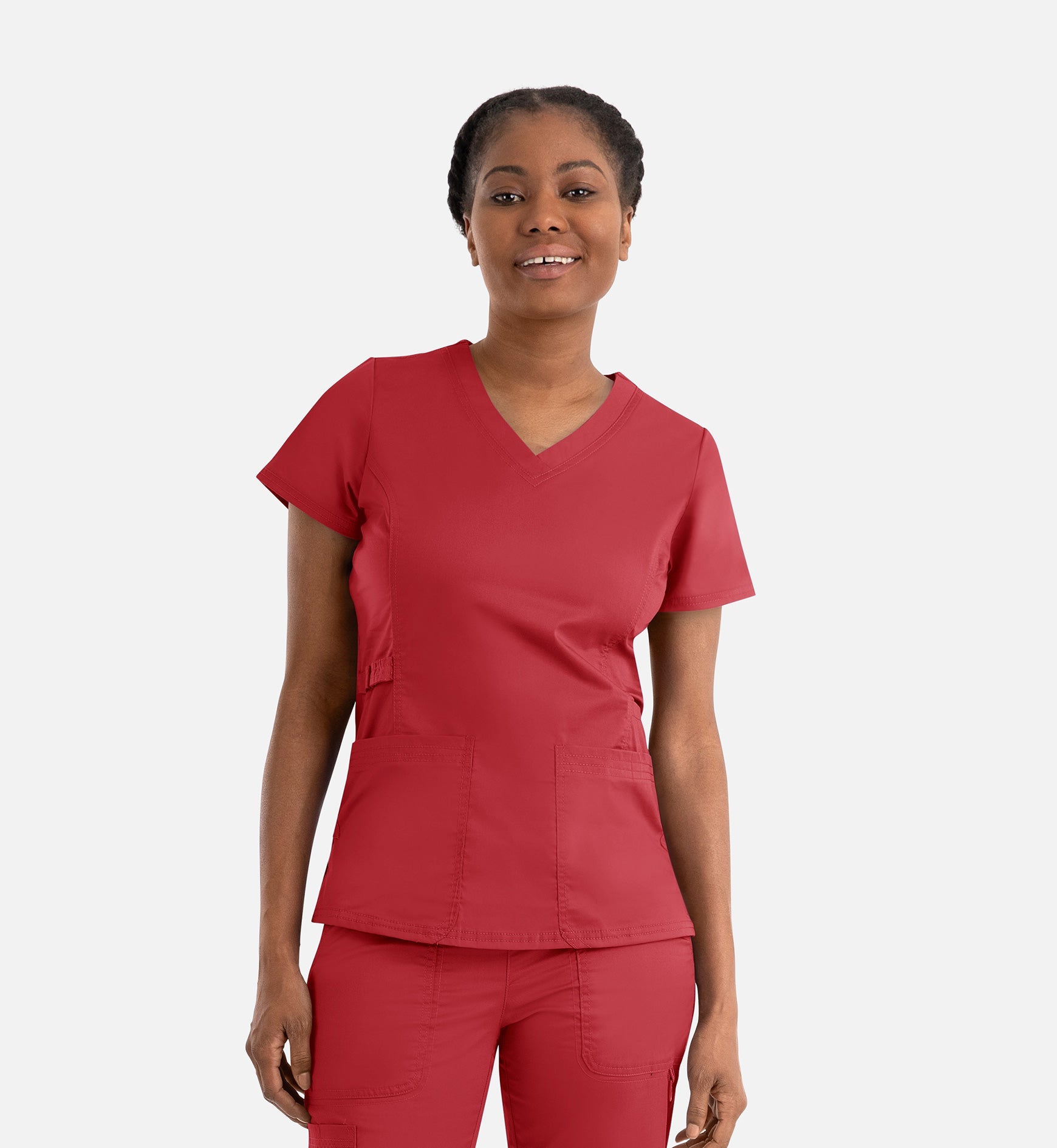 Blossom Signature 2101 Ladies Functional V-Neck Top Red