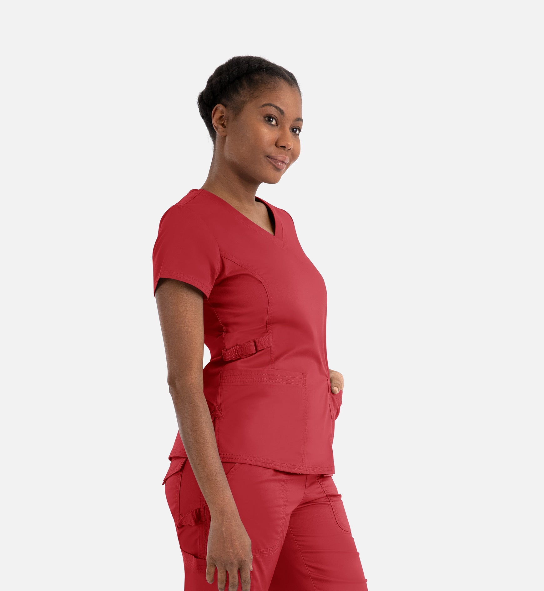 Blossom Signature 2101 Ladies Functional V-Neck Top Red