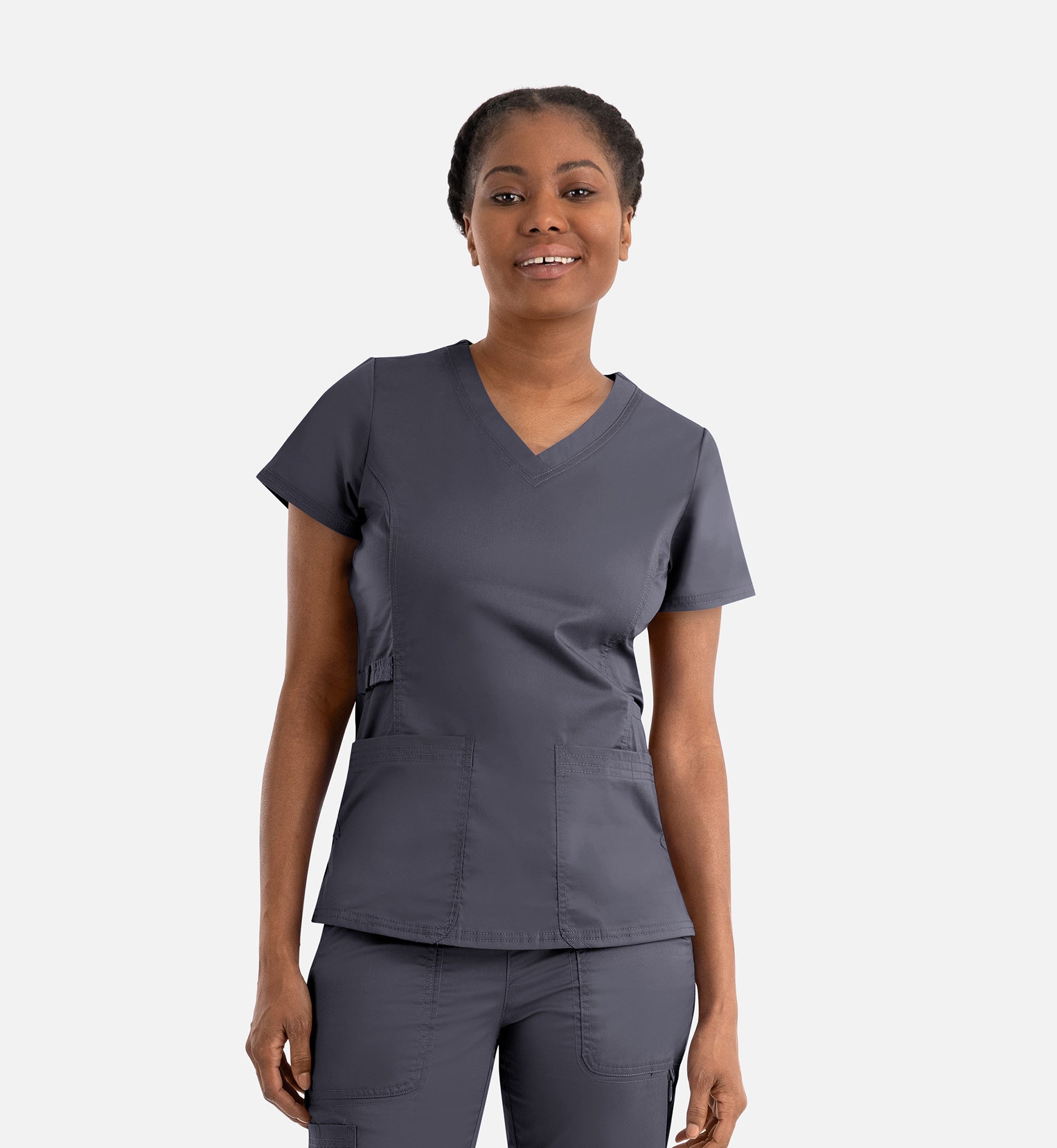 Blossom Signature 2101 Ladies Functional V-Neck Top Real Pewter